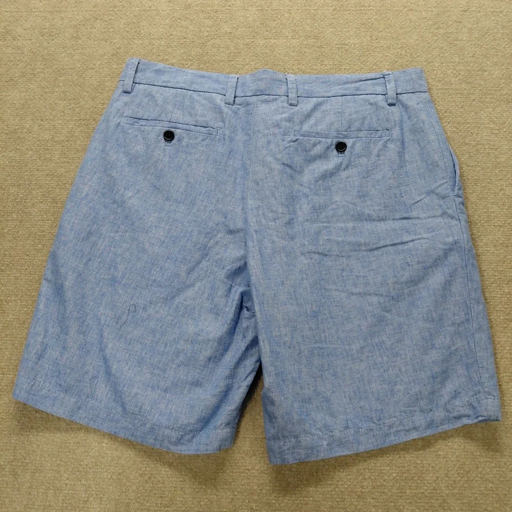 Banana Republic Aiden Linen Shorts Mens 33 Blue Chino Preppy Coastal 9